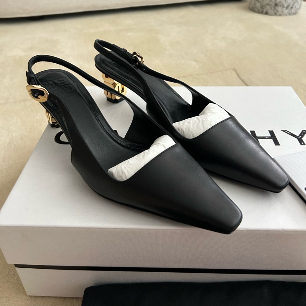 GIVENCHY | Black G Cube Slingback Heels - Picture 6 of 13